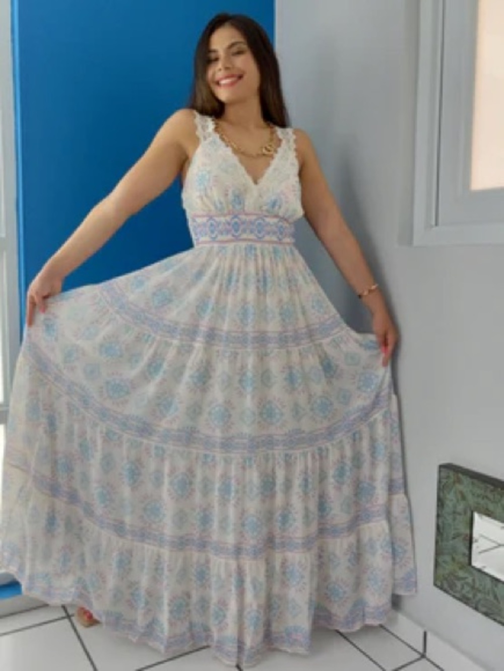 Flying Tomato White Print Maxi Dress - Picture 4 of 4